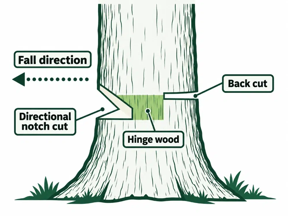 Tree Removal Techniques: Every Method Explained (+Images) 1 Straight Felling Tree Removal Techniques