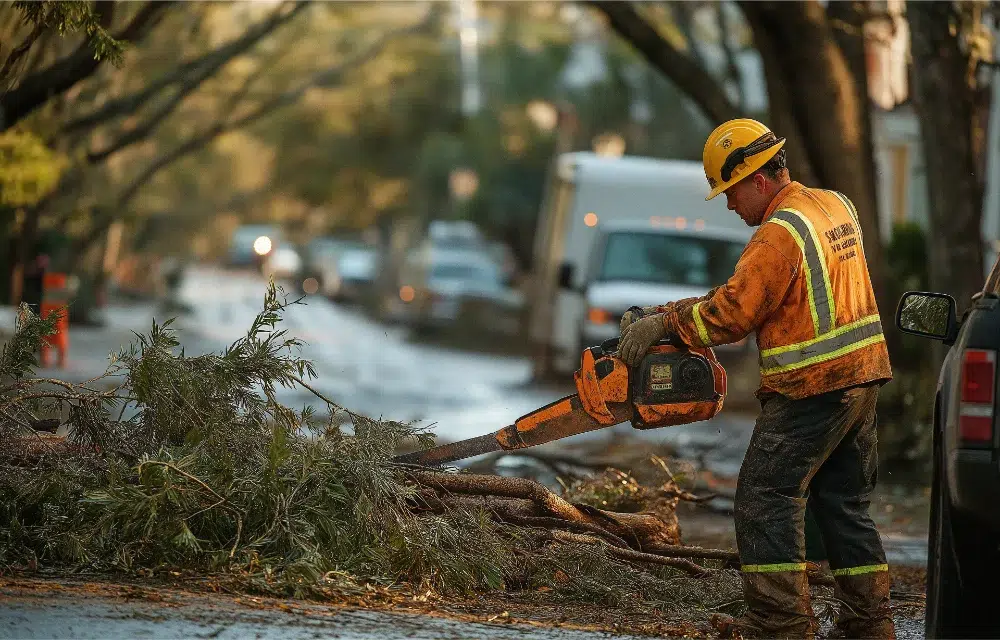 The 9 Benefits of Tree Removal (Did We Miss Any ?) 2 municipal worker is felling trees following powerful hurricane benefits of tree removal