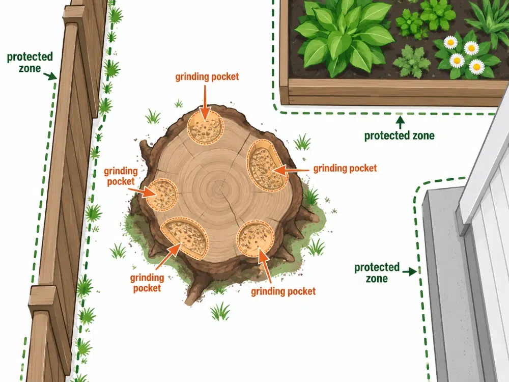 Stump Grinding Techniques: 12 Methods Arborists Use + Images 3 Pocket Grinding stump grinding techniques