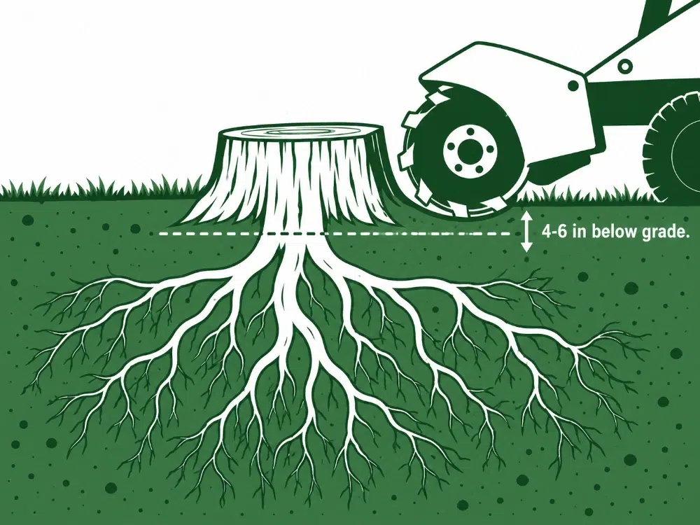Stump Grinding Techniques: 12 Methods Arborists Use + Images 1 Shallow Grinding Technique stump grinding techniques
