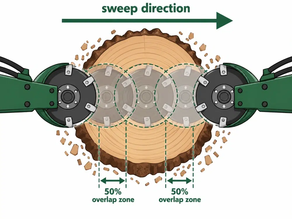 Stump Grinding Techniques: 12 Methods Arborists Use + Images 2 Side to Side Grinding Technique stump grinding techniques