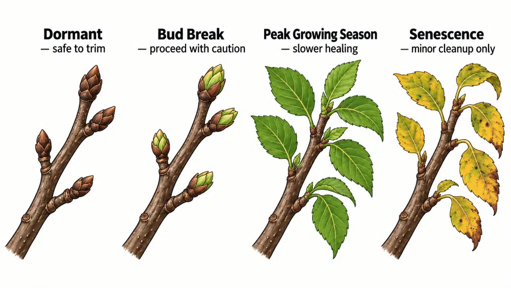 Best Time to Trim Trees: All the Conditions Explained 1 Growth-stage identification