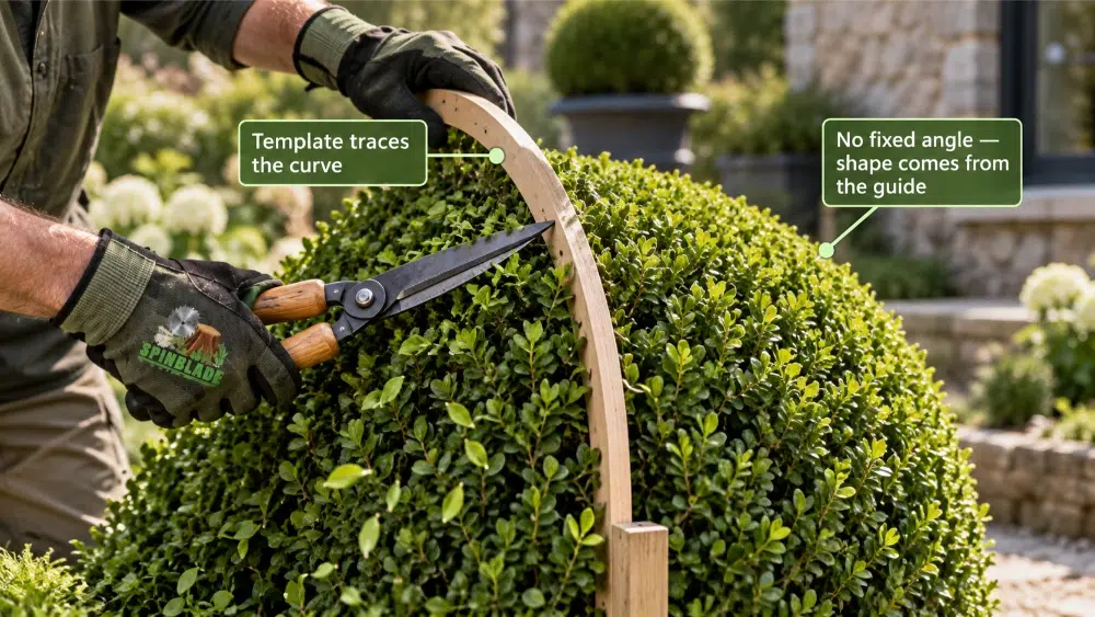 5 Hedge Trimming Techniques : Side, Top, Batter & More 4 Template Curved Cutting hedge trimming techniques