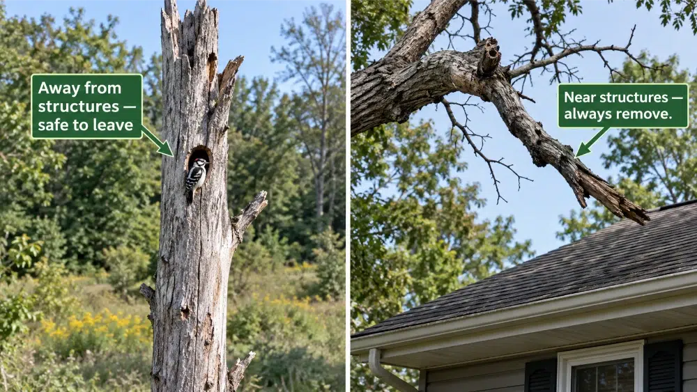 Deadwooding 101: A Must-Know Tree Pruning Technique 1 habitat tree vs. hazard comparison deadwooding