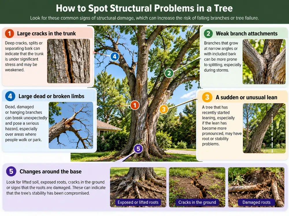 When To Cut Down a Tree? 6 Signs It's Time 1 infographic how to spot structural problems in a tree