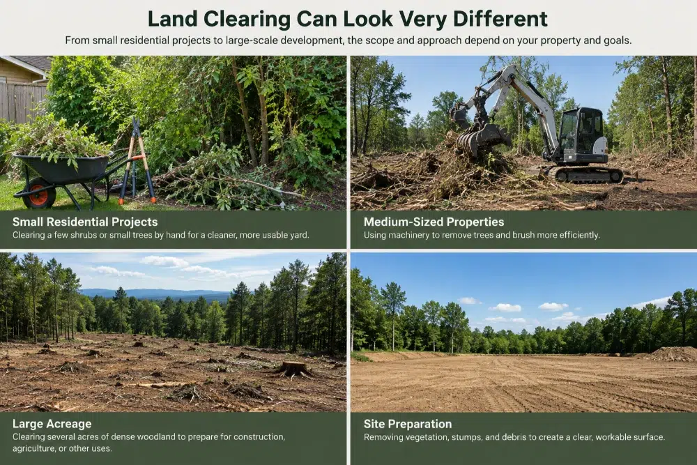 4 images showing how land clearing methods can look very different 4 images showing how land clearing methods can look very different